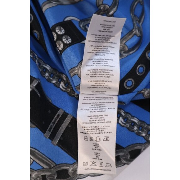 Michael Kors Women's Blue Black Chain Print Poncho Top Size L/XL Polyester Light - Picture 10 of 11